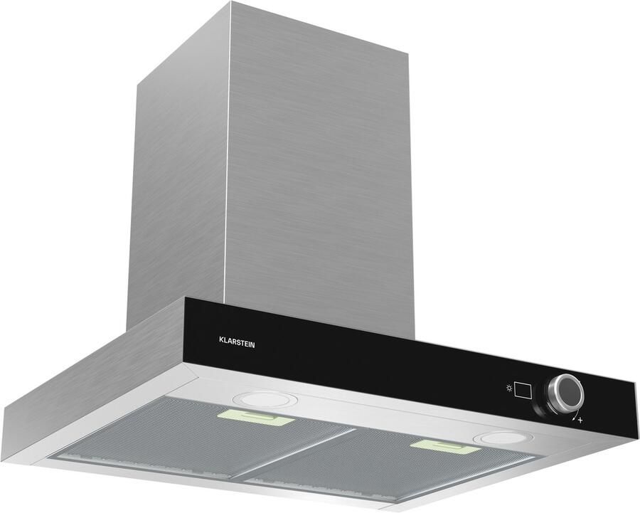 Klarstein AirNova Afzuigkap 60 cm Wandafzuigkap 620 m³ u Luchtstroom A++ Energie-efficiëntie Ledverlichting Stil 49 dB Recirculatie En Luchtafvoer Roestvrij Staal