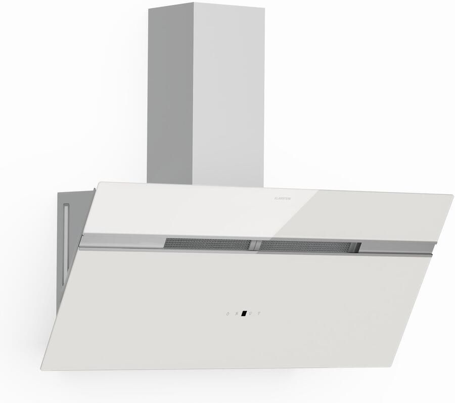 Klarstein Alina Afzuigkap 90cm Keukenafzuigkap 690 m³ h Luchtstroom A++ Energie-efficiëntie LED-verlichting Stil 52 dB Touch Control Afvoer & Recirculatie Wit