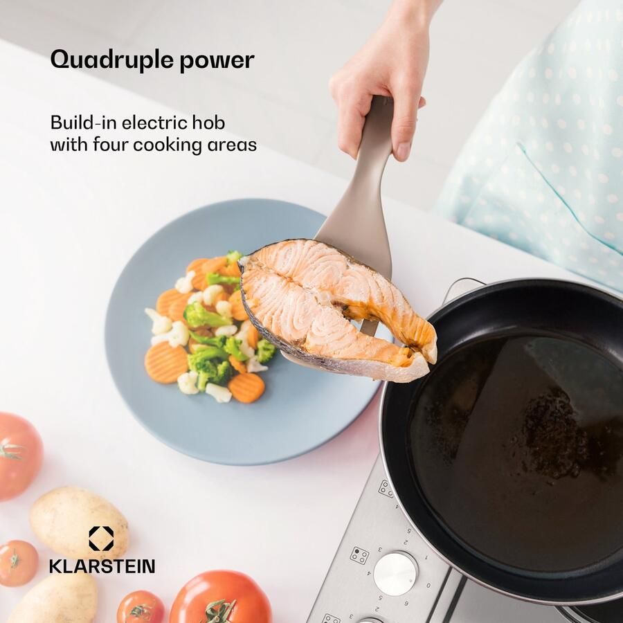 Klarstein Appetito 4 inbouw elektrische kookplaat vier kookvelden 5500 watt 6 standen draaiknoppen Roestvrij stalen oppervlak - Foto 2