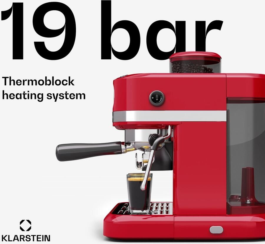 Klarstein Bella Café espressomachine vintage maalwerk 19 bar melkschuim drukmeter 1150 W - Foto 2