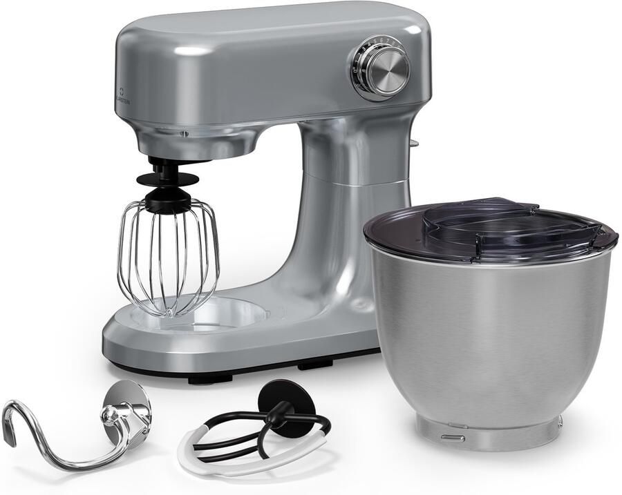 Klarstein Bella Evo 1500W keukenrobot – 5L roestvrijstalen kom 12 snelheden planetaire mixfunctie pulsefunctie deeghaak klopper & garde keukenrobot voor bakken zilver - Foto 7