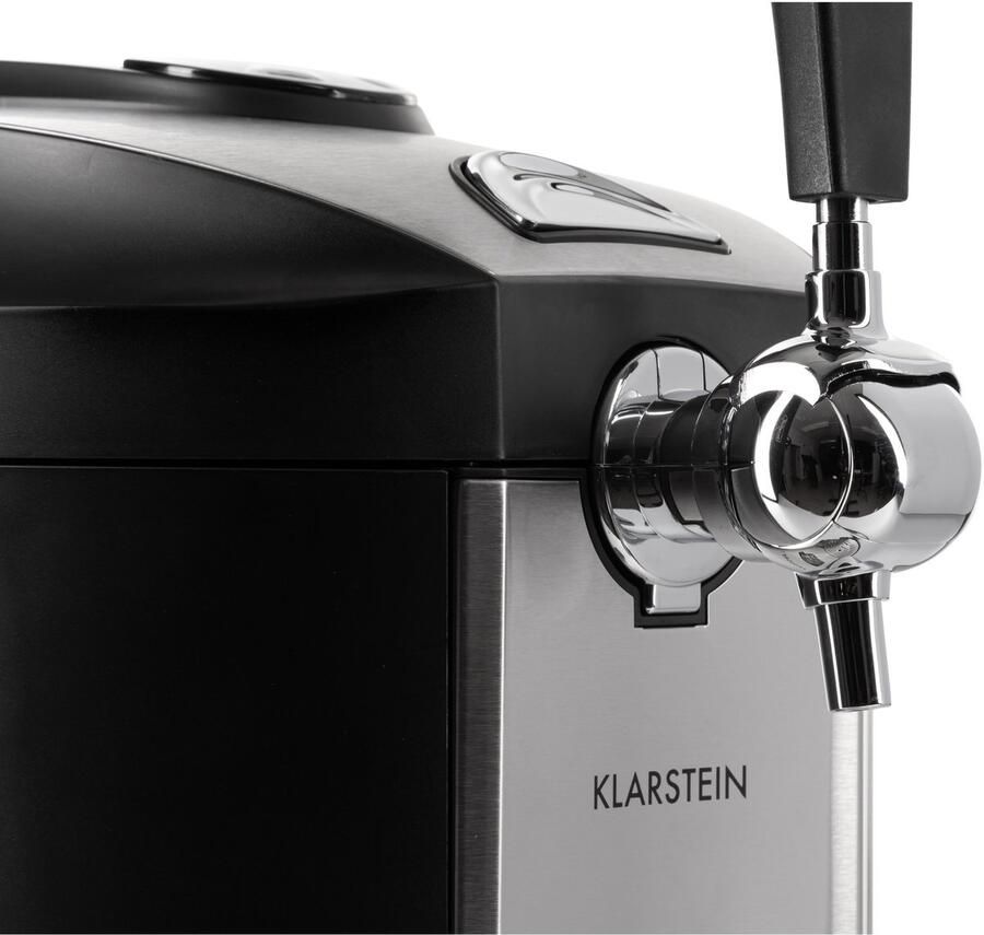 Klarstein Biertapinstallatie Beerkules 5l vaten compressor 120W zwart Bierdispenser Bierkoeler 5L voor Thuis voor Bar CO2 RVS glas Kunststof LED Display Thuistap