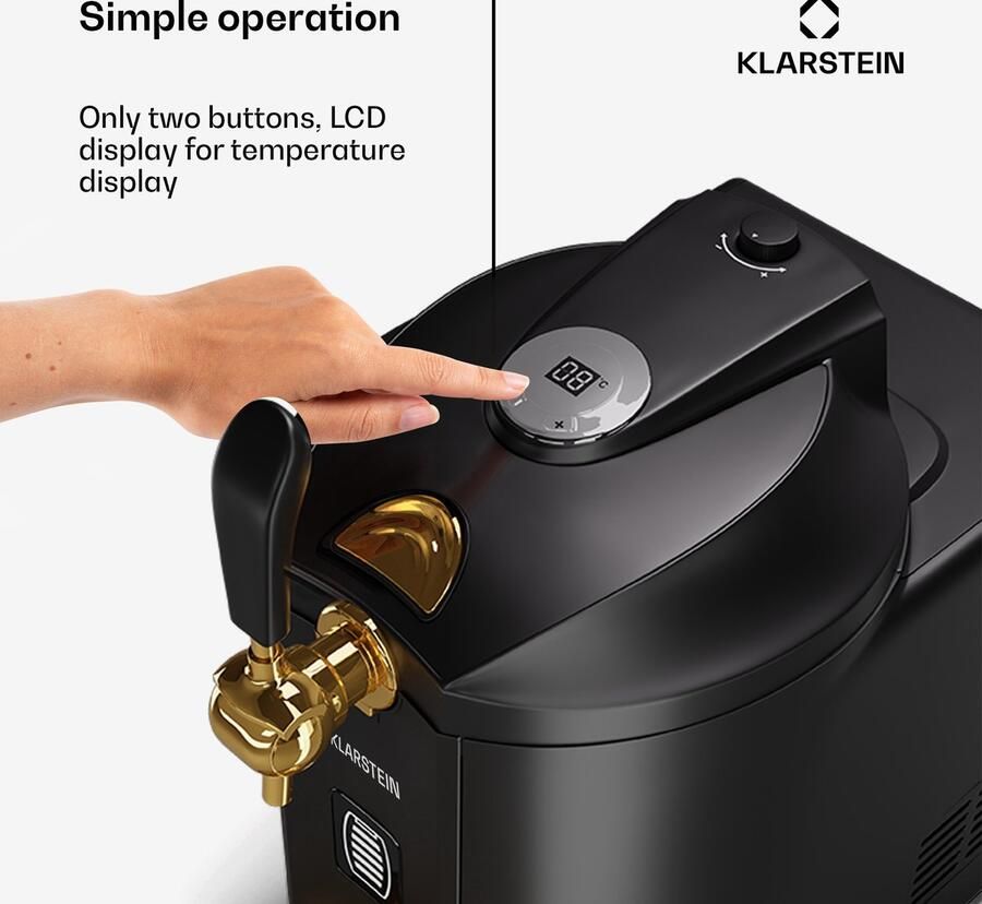 Klarstein Zapfanlage met Kühlung Bierzapfanlage 5L Fass UltraFast Cooling Einstellbare Temperatur CO2 Kartuschensystem LCD Anzeige Schwarz Gold – geschikt voor thuisfitness en sportschoolgebruik duurzame constructie eenvoudig te monteren idea