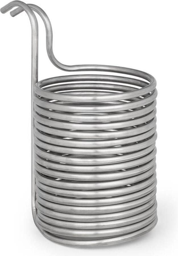 Klarstein Chiller Dompelkoeler Waterkoelspiraal Wortkoeler snelle afkoeling van de biermaische 100 °C naar kamertemperatuur in 30 minuten Roestvrij staal 21 5 cm Ø 18 koellussen zilver