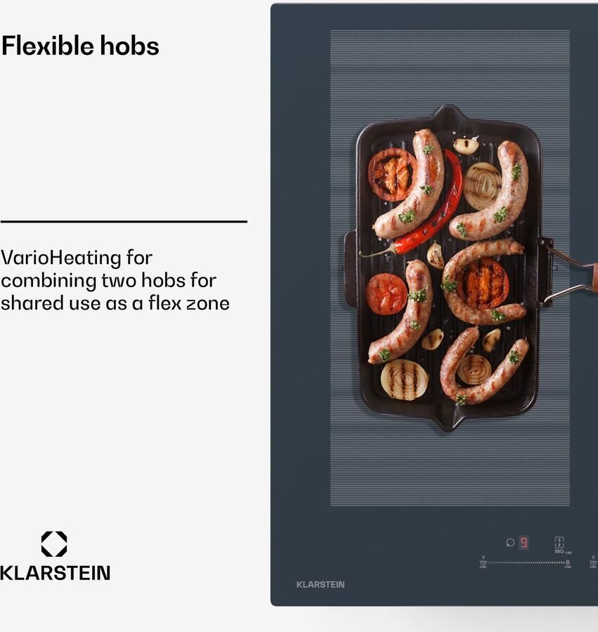 Klarstein Delicatessa 77 Flex Inductiekookplaat 4-Zones Inbouwkookplaat 7.500 W Flexzone Thermoboost Kinderbeveiliging Timer Glaskeramiek Antraciet 77 cm Design - Foto 2