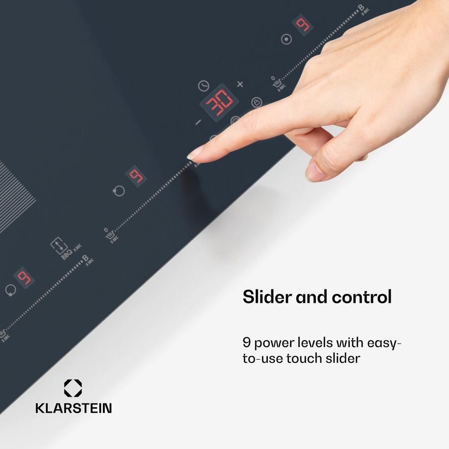 Klarstein Delicatessa 77 Flex Inductiekookplaat 4-Zones Inbouwkookplaat 7.500 W Flexzone Thermoboost Kinderbeveiliging Timer Glaskeramiek Antraciet 77 cm Design