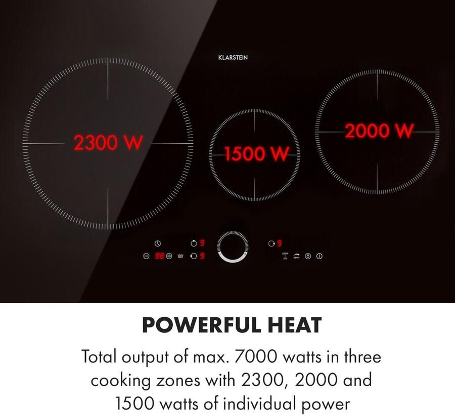 Klarstein Delicatessa 80 Inbouw Kookplaat Inductie 3 Zones 7400W Glaskeramisch Oppervlak Slide Regerlaar Digitale Display Overhittingsbeveiliging Kinderslot Slanke Vorm Elegant Praktisch En Simpel Zwart