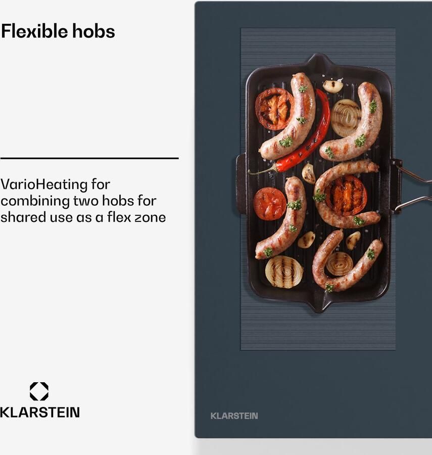 Klarstein Delicatessa 90 Flex Induktionskochfeld – 5 Zonen Einbaukochfeld 9.500 W Mit Thermoboost Flexzone Sensecontrol Timer Und Kindersicherung Glaskeramik Anthrazit 90 cm Design – geschikt voor thuisfitness en sportschoolgebruik duurzame co - Foto 4