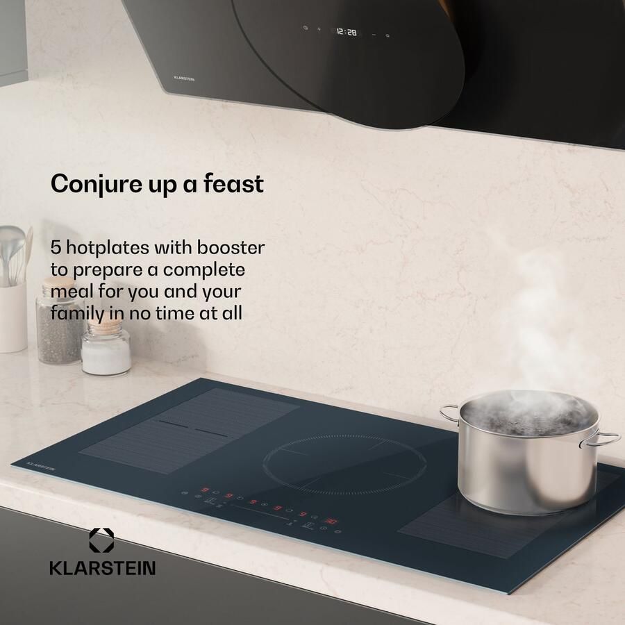 Klarstein Delicatessa 90 Flex Induktionskochfeld – 5 Zonen Einbaukochfeld 9.500 W Mit Thermoboost Flexzone Sensecontrol Timer Und Kindersicherung Glaskeramik Anthrazit 90 cm Design – geschikt voor thuisfitness en sportschoolgebruik duurzame co - Foto 2
