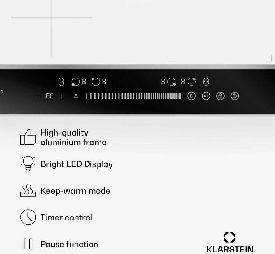 Klarstein DualTone Hybrid inductiekookplaat Flexzone wit - Foto 3