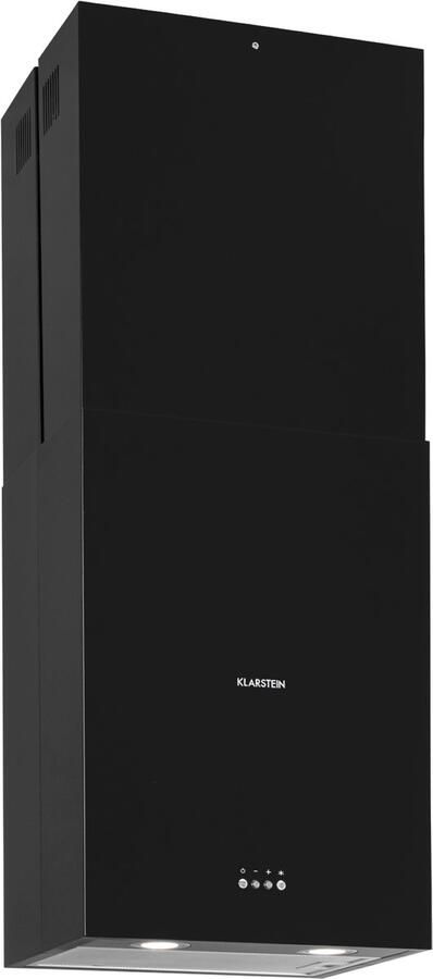 Klarstein Dunstabzug Insel Dunstabzug Hängend Abluft Umluft Dunstabzug Moderne Dunstabzugshaube met 3 Stufen Timer 641 m³ h Luftstrom Aktivkohlefilter Effiziente Inselhaube Schwarz – geschikt voor thuisfitness en sportschoolgebruik duurzame