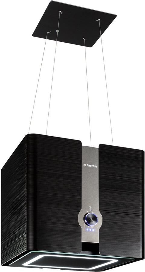 Klarstein Futurelight Smart Dunstabzugshaube freihängend Abzugshaube Umluft met 420m³ h Abluftleistung Inselhaube Umluft met LED Beleuchtung Edelstahl schwarz – geschikt voor thuisfitness en sportschoolgebruik duurzame constructie eenvoudig te m - Foto 2