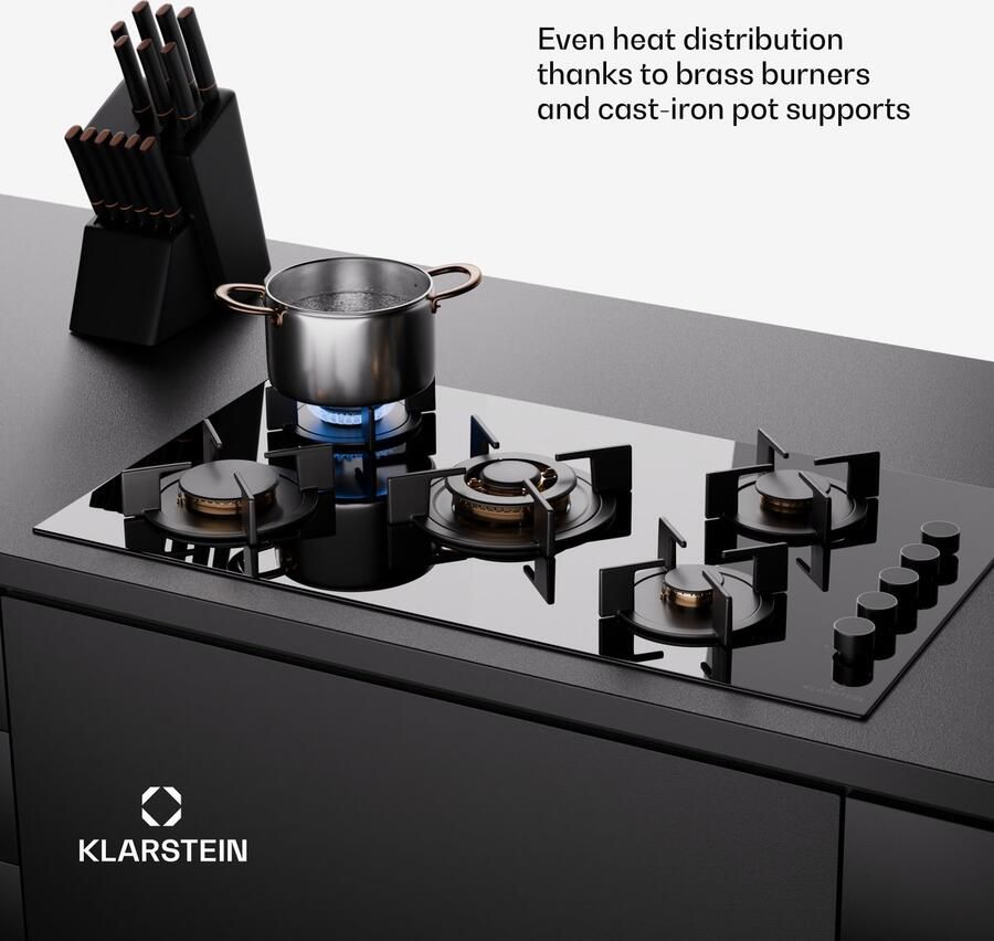 Klarstein Gaskocher 5 Flammig Einbau Gaskocher voor Innenbereich & Wohnmobil 10400W Edelstahl Gaskocher 5 Flammen Gaskocher Gasherde met Snapjet Brenner Moderner Einbau Gasherd LPG Gas Herd – geschikt voor thuisfitness en sportschoolgebruik du