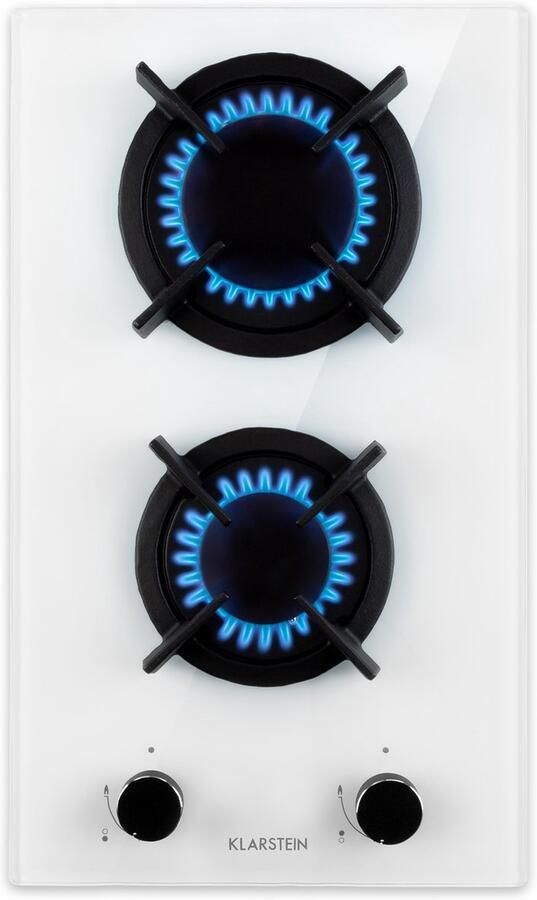Klarstein Gaskookplaat Gasfornuis 2-pits Inbouw Gaskookplaat voor Thuis & Camper Campingkookplaat met Glasplaat Gasfornuis voor Propaan en Aardgas RVS Gaskookplaat met Wokbrander 4200 Watt 4 kW 115 cm voor Keuken elektrische Ontsteking - Foto 2