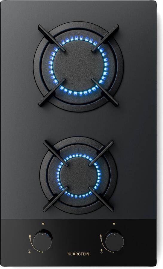 Klarstein Gaskookplaat Goldflame Nano 2 branders nano LPG aardgas 4 kW voor Keuken Vlambeveiliging glas Touch Gas Hob Gas Kookveld Gasfornuis
