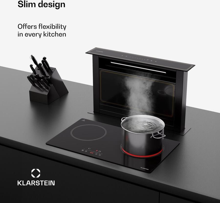 Klarstein Glaskeramische kookplaat 60 cm Slimline 2-zones VTC-kookplaat met touch-bediening Digitale timer & kinderslot – Ruimtebesparende keramische kookplaat voor compacte keukens