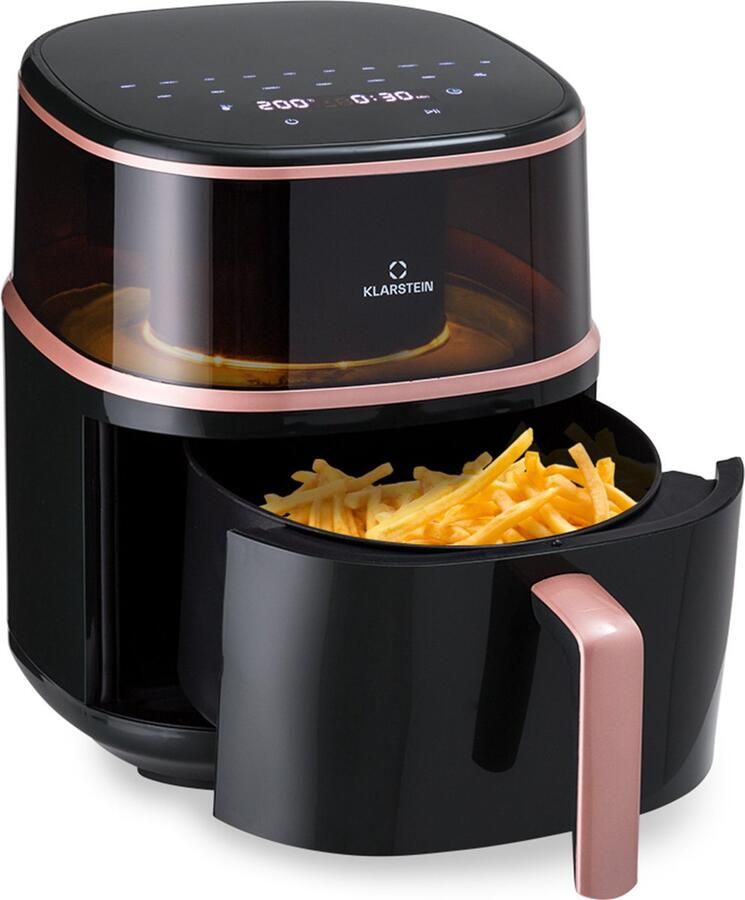 Klarstein Heißluftfriteuse XL Air Fryer zum Frittieren Friteuse met Dampffunktion Temperaturwahl en 16 Programme Airfryer zum Luftfritieren Heißluftfriteuse zonder Öl 1500 W 7 5 Liter – geschikt voor thuisfitness en sportschoolgebruik duurzame