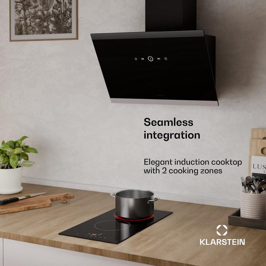 Klarstein Hito keramische kookplaat 30 cm – 2 zones elektrische kookplaat 3000 W touch control glaskeramisch oppervlak kinderslot restwarmte-indicator