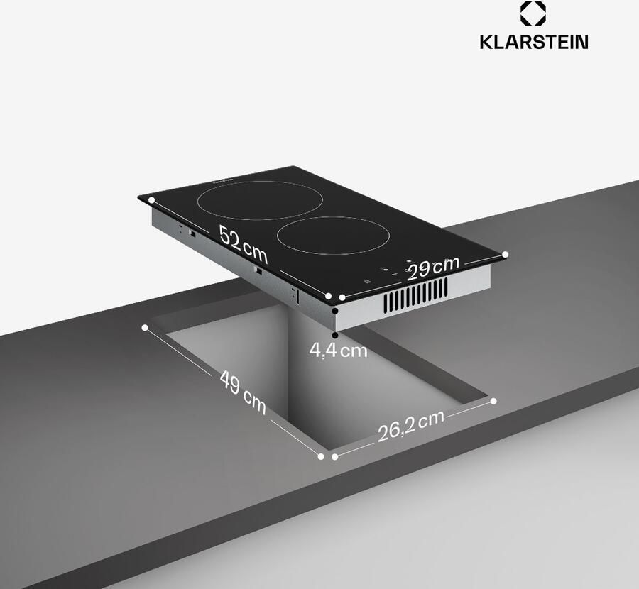 Klarstein Hito keramische kookplaat 30 cm – 2 zones elektrische kookplaat 3000 W touch control glaskeramisch oppervlak kinderslot restwarmte-indicator - Foto 2
