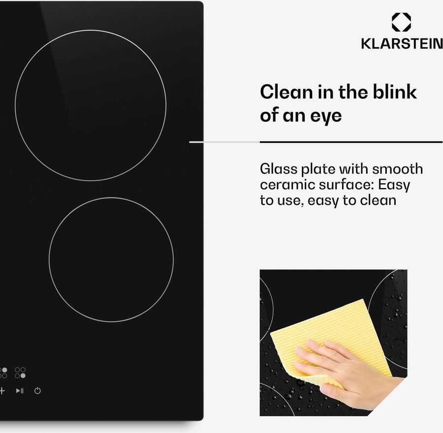 Klarstein Hito keramische kookplaat 60 cm – 4 zones elektrische kookplaat 6000 W touch control glaskeramisch oppervlak kinderslot restwarmte-indicator