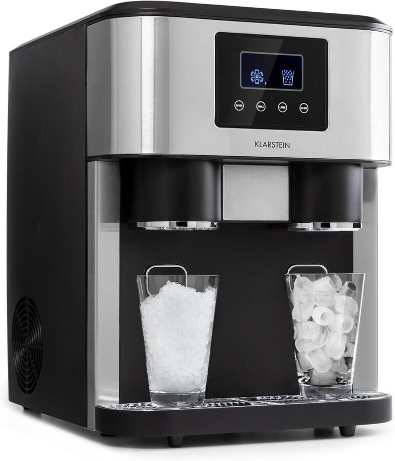 Klarstein IJsblokjesmachine Eiszeit Crush 2 Formaten Crushed ice Zilver IJsmachine 1 8L 120 cm voor Thuis voor Feest IJsschep Snel RVS Display Compact Ice Maker Ice Cube Maker IJsmaker IJsblokjesmaker Eismaschine - Foto 2
