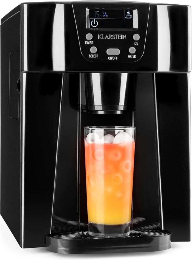 Klarstein IJsblokjesmachine Ice Volcano 2G Voor het maken van ijsblokjes 12 kg per dag Met ledverlichting 2 liter inhoud 6-10 min voor Bar voor Feest Touch Zwart voor Keuken Kunststof Display Compact Zilver