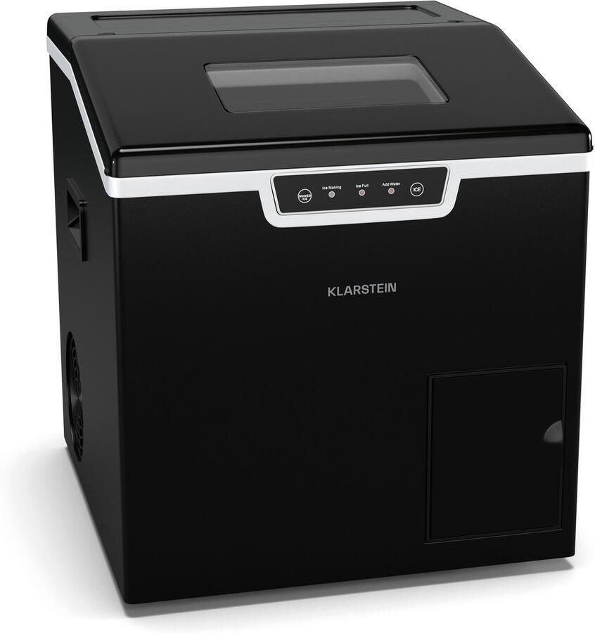 Klarstein IJsblokjesmachine Icefestival Bullet – 20 kg 24 uur 400 W 3 liter tank ijsblokjes & geraspt ijs roestvrij staal ijsmachine voor bars evenementen keukens ijsdispenser zwart 3L 40 cm voor Thuis voor Feest Zelfreinigend LED