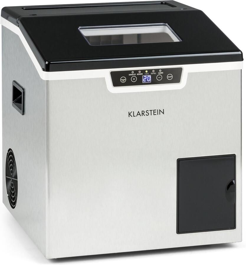 Klarstein IJsblokjesmachine Icefestival Cube 400 W 9 Liter 20 Kg 24H Zilver 40 cm voor Bar voor Thuis Zelfreinigend LED Crushed Ice IJsschep RVS Ice Maker Ice Cube Maker IJsmaker IJsblokjesmaker Eismaschine