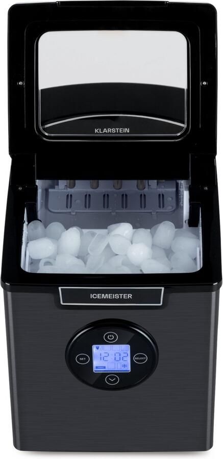 Klarstein ijsblokjesmachine klein 1 85L ijsblokjesmaker ijsblokjesmachine voor 12 kg & Kleine ijsblokjes Mini ijsblokjesmachine met LED Display ijsblokjesmaker zelfreinigend 3 IJsmaten voor Bar RVS Ice Maker
