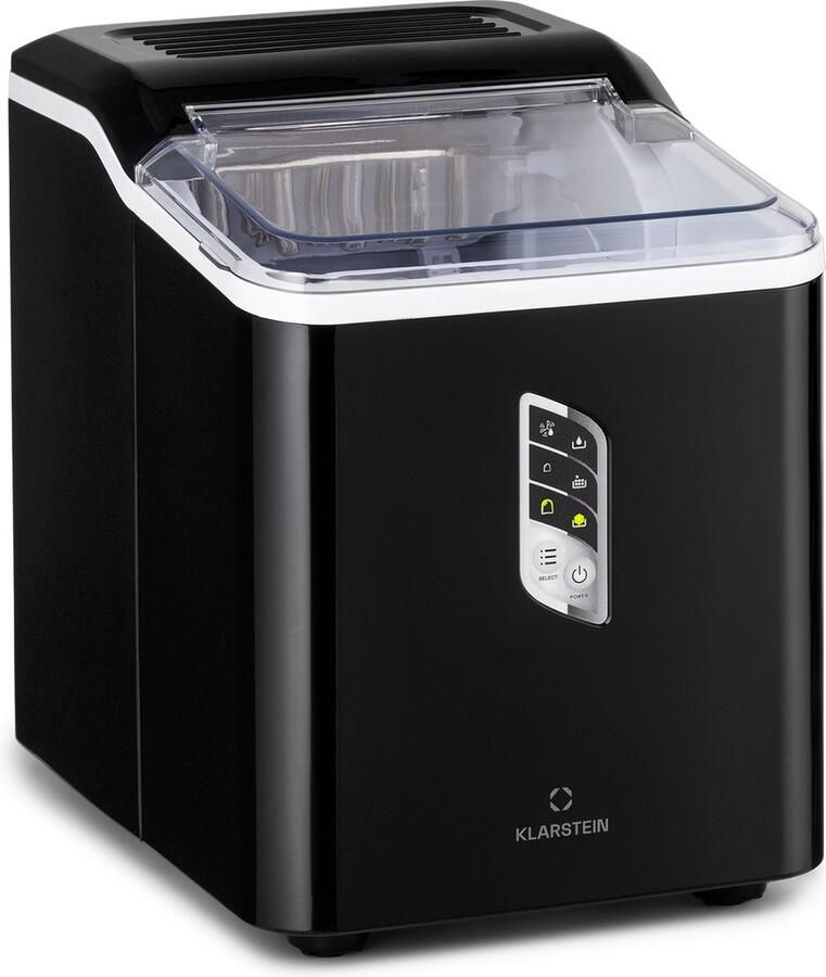 Klarstein IJsblokjesmachine Kleine Snelle IJsblokjesmaker Zelfreinigende IJsblokjesmachine voor Grote en Kleine IJsblokjes met IJsblokjesreservoir 12 kg 24 uur 1 5 liter inhoud Ice Cube Maker voor Bar voor Thuis LED IJsschep