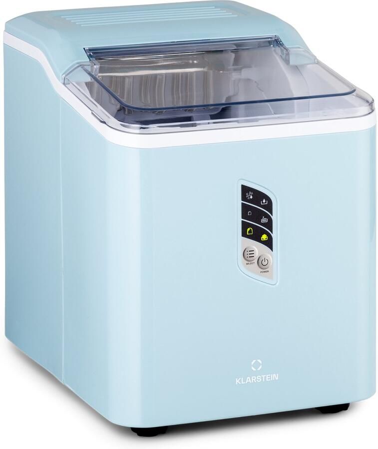 Klarstein IJsblokjesmachine Kleine Snelle IJsblokjesmaker Zelfreinigende IJsblokjesmachine voor Grote en Kleine IJsblokjes met IJsblokjesreservoir 12 kg 24 uur 1 5 liter inhoud Ice Cube Maker voor Bar voor Thuis LED IJsschep