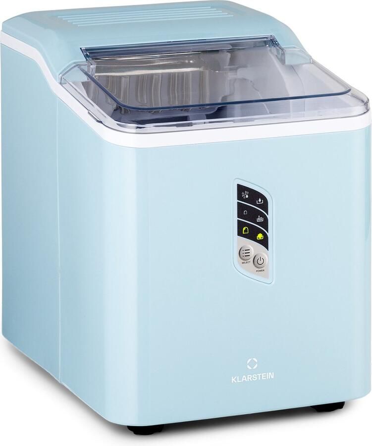 Klarstein IJsblokjesmachine Kleine Snelle IJsblokjesmaker Zelfreinigende IJsblokjesmachine voor Grote en Kleine IJsblokjes met IJsblokjesreservoir 12 kg 24 uur 1 5 liter inhoud Ice Cube Maker voor Bar voor Thuis LED IJsschep