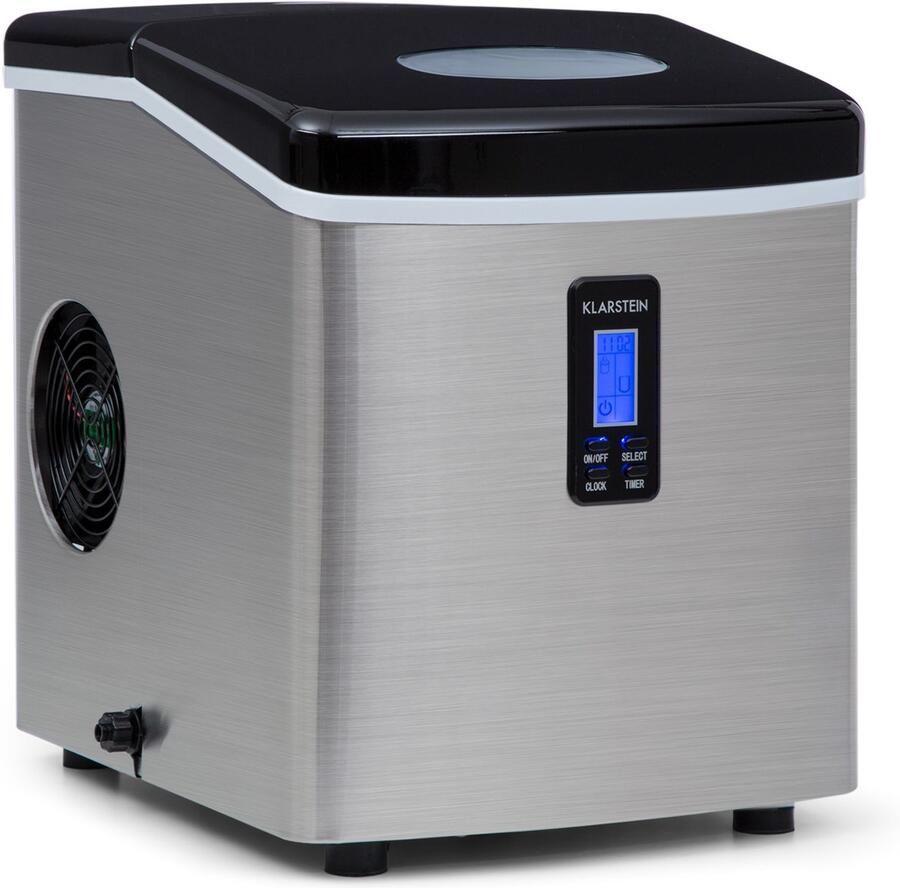 Klarstein IJsblokjesmachine Mr. Frost Voor het maken van ijsblokjes 15 kg per dag Met LCD scherm en timer 3 liter inhoud 150W Staal voor Bar LED Snel RVS voor Keuken Kunststof Ice Maker Ice Cube Maker IJsmaker
