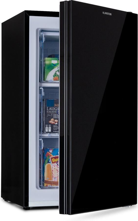 Klarstein IJsblokjesmachine Pluto diepvriezer 1 Thermostaat met 5 standen 0 tot 18 °C met glasfront in verstelbare Betrieb 60 Liter Gesamtvolumen zwart 120 cm voor Bar voor Thuis LED Compact Ice Maker Ice Cube Maker