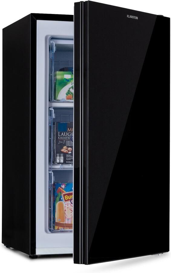 Klarstein IJsblokjesmachine Pluto diepvriezer 1 Thermostaat met 5 standen 0 tot 18 °C met glasfront in verstelbare Betrieb 60 Liter Gesamtvolumen zwart 120 cm voor Bar voor Thuis LED Compact Ice Maker Ice Cube Maker