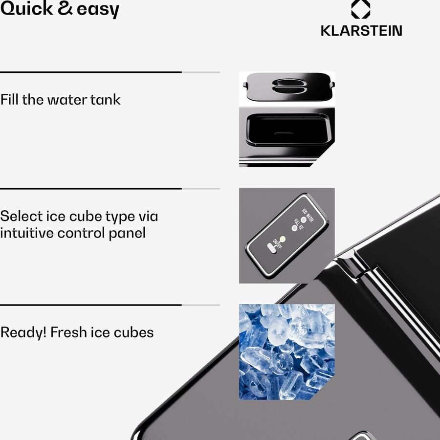 Klarstein ijsblokjesmachine – roestvrij staal 13 kg 24 uur touchscreen kristalheldere ijsblokjes laag energieverbruik ideaal voor feestjes tuinfeesten voor Thuis Ice Maker Ice Cube Maker IJsmaker IJsblokjesmaker