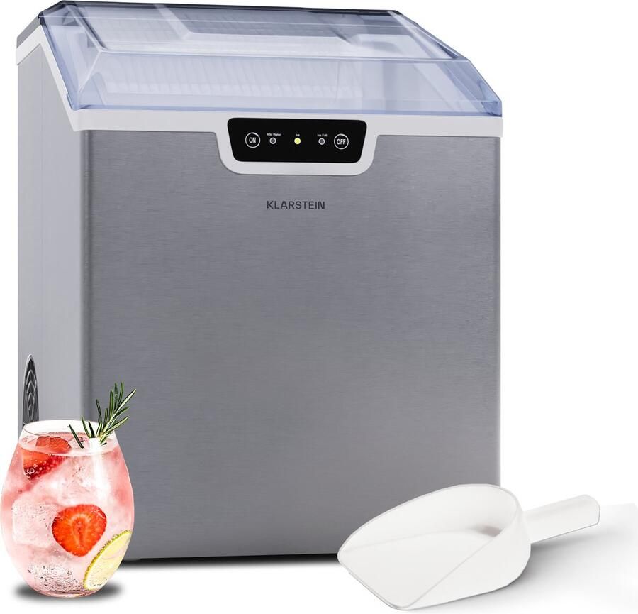 Klarstein IJsblokjesmachine voor Thuis & Camping Snelle Mini IJsblokjesmachine Voor Grote & Kleine IJsblokjes Zelfreinigend 2 3 L Watertank 18 kg 24 u