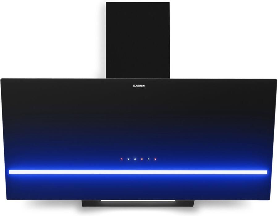 Klarstein Illuminosa schuine afzuigkap 90 cm 818 m³ u luchtstroom A++ energieklasse ledverlichting touchbediening 3+ booststanden stil recirculatie en afzuiging afzuigkap