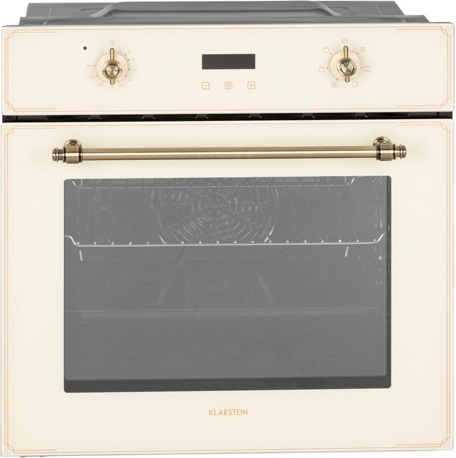 Klarstein Inbouwoven Elizabeth elektrische retro design 49L autark recirculatie boven onderwarmte Grill 2200 Watt 50 250 °C draaiknop en deurgreep in creme Inbouw Oven elektrische Oven 60 cm voor Keuken