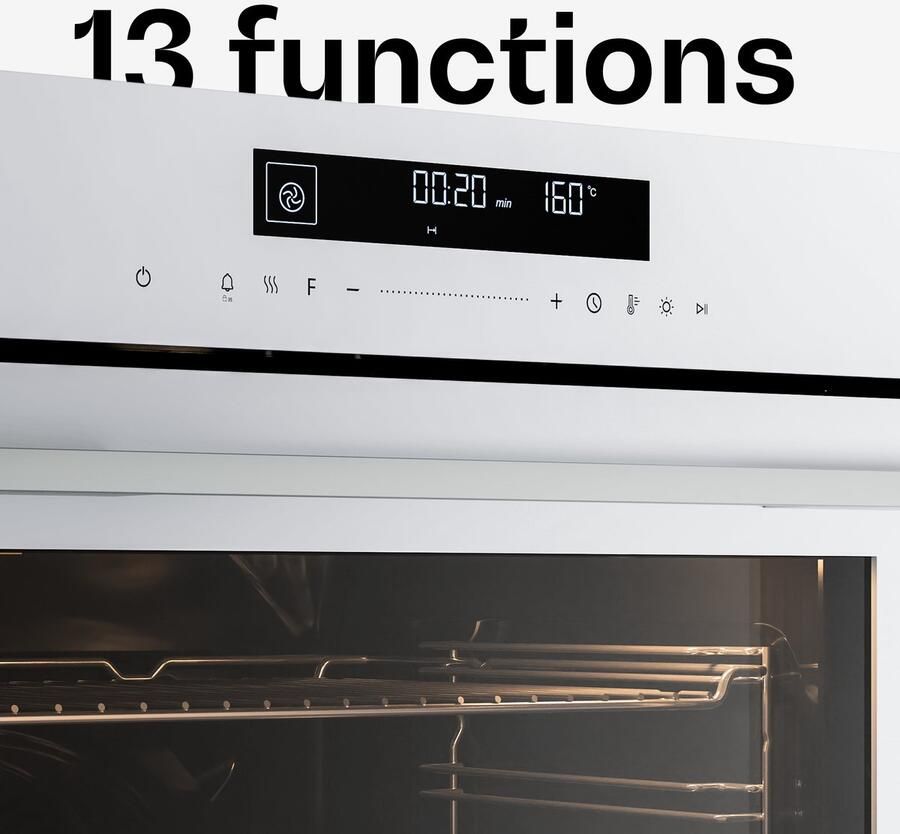 Klarstein Inbouwoven Velaire 74 l elektrische oven 13 standen touchbediening energieklasse A+ geëmailleerde binnenkant driedubbele beglazing geïntegreerde enkele oven 60 cm mat en glazen design wit 74L voor Keuken - Foto 3