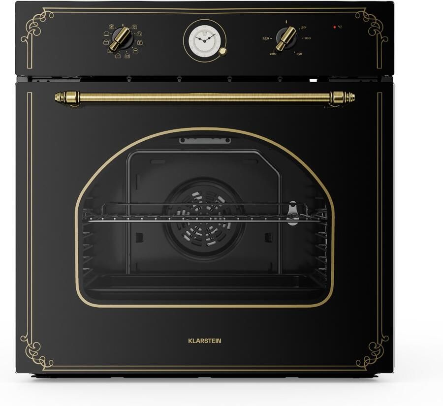 Klarstein Inbouwoven Victoria Elektrobackofen Einbauofen met 9 functies Timer 50 250 °C 70 Liter retro oven ovendeur voor einfache reiniging zwart Bakoven 58 cm voor Keuken Inbouw Bakoven Built-in Oven Bakoven Inbouw