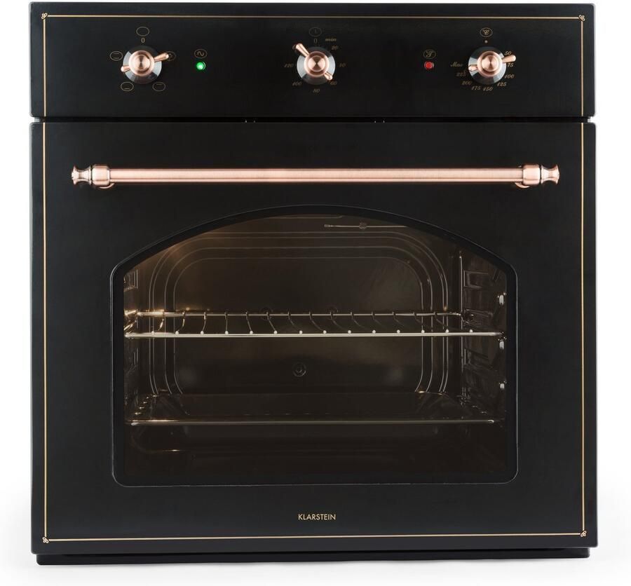 Klarstein Inbouwoven Vilhelmine Elektrobackofen 59 Liter volume vintage design 4 bedrijfsfuncties boven onderwarmte gaartijd Timer rvs zwart kupfer 59 cm voor Keuken Energiezuinig Inbouw Bakoven Built-in Oven - Foto 3
