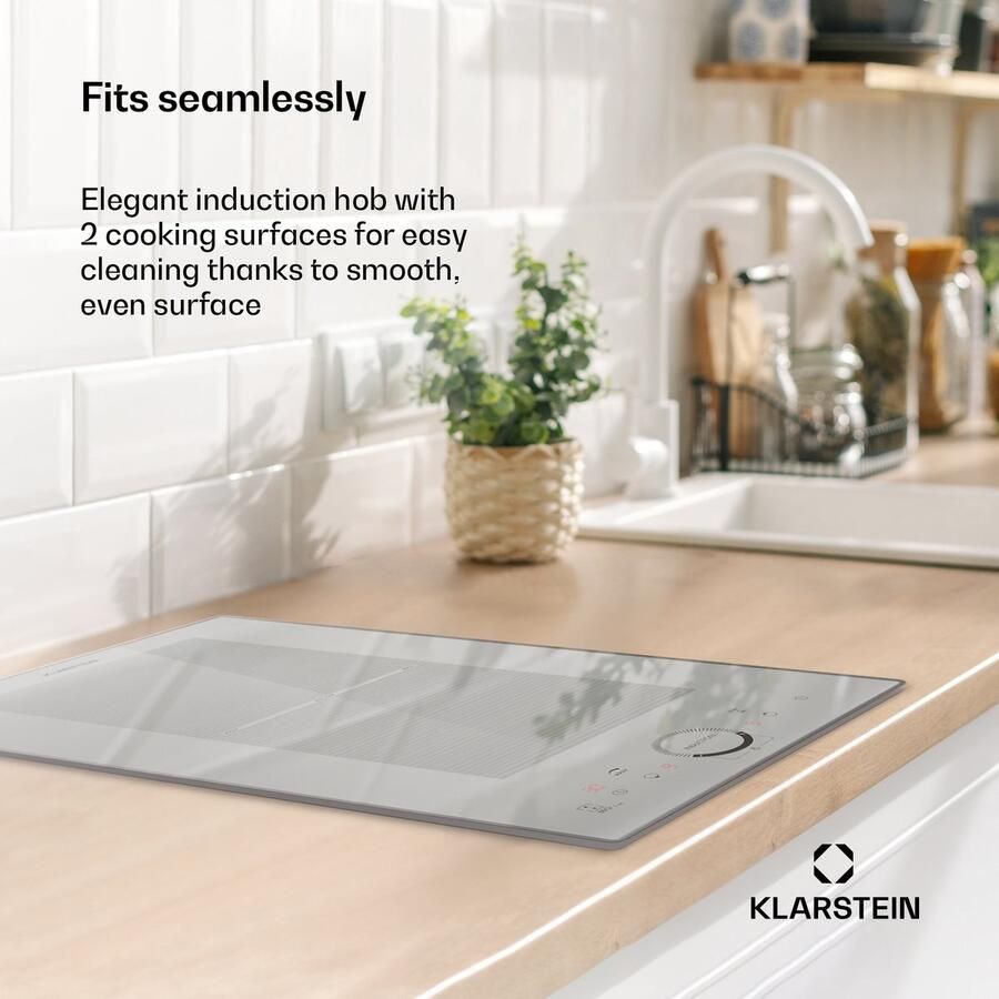 Klarstein inductiekookplaat 2 platen Inbouw inductiekookplaat met 2 kookplaten 3500 watt inductiekookplaat met touch bediening & timer efficiënte elektrische inductiekookplaat Kookveld 1500W 52 cm voor Keuken
