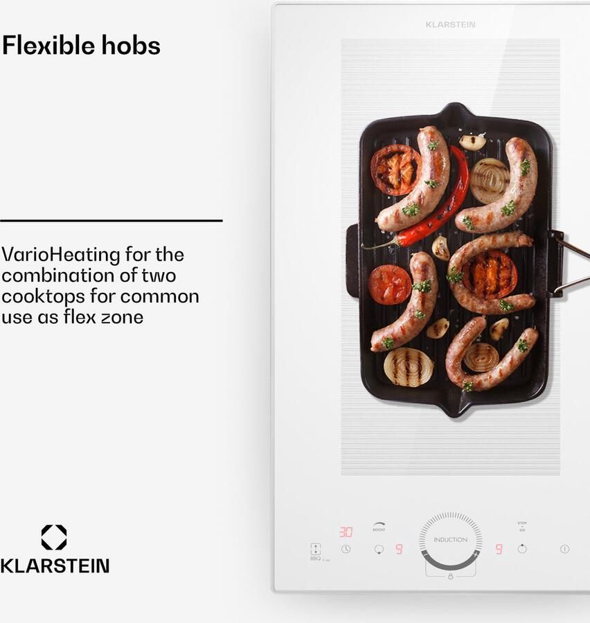 Klarstein Inductiekookplaat 2 Platen Inbouw Inductiekookplaat Met 2 Kookplaten 3500 Watt Inductiekookplaat Met Tiptoetsbediening & Timer Efficiënte Elektrische Inductiekookplaat Wit - Foto 3