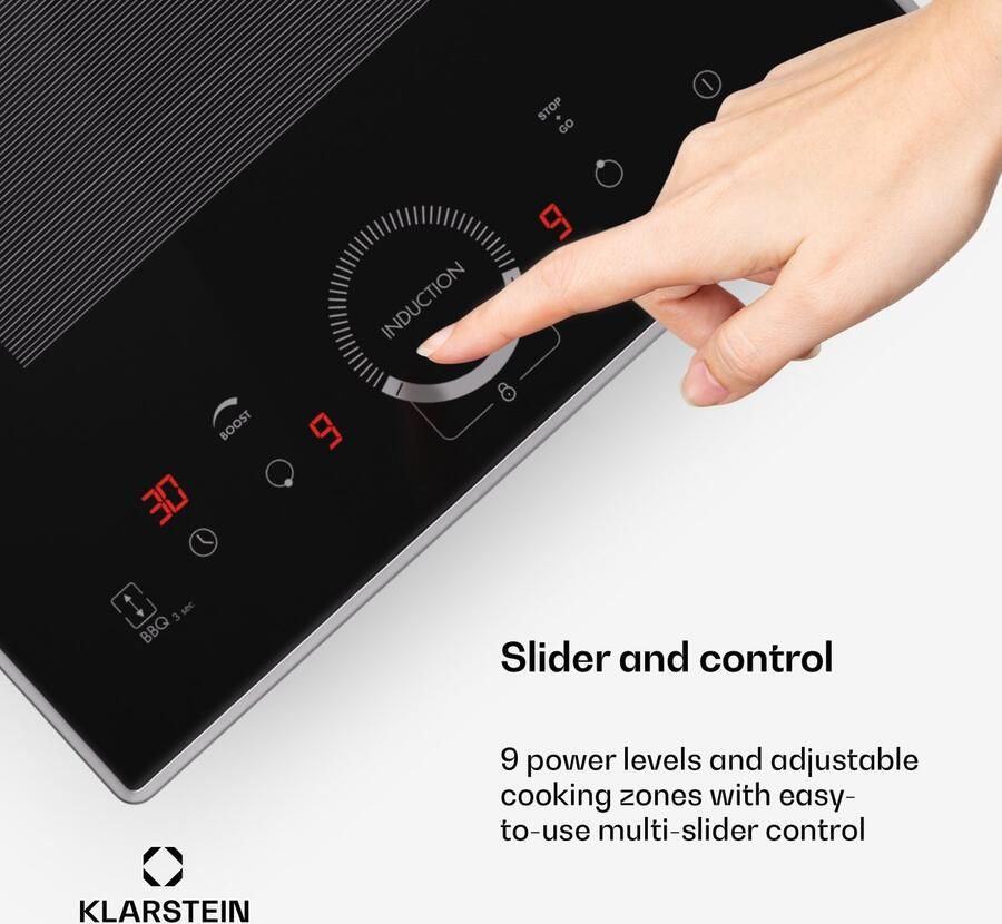 Klarstein Inductiekookplaat 2 Platen Inbouw Inductiekookplaat Met 2 Kookplaten 3500 Watt Inductiekookplaat Met Aanraakscherm & Timer Efficiënte Elektrische Inductiekookplaat Zwart - Foto 2