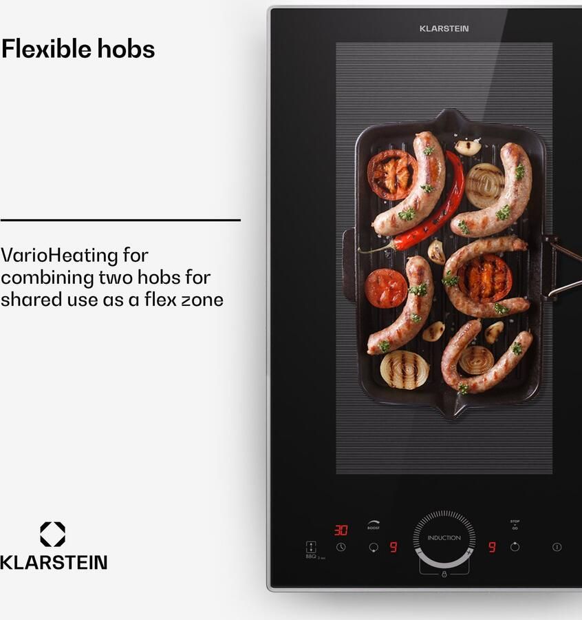 Klarstein Inductiekookplaat 2 Platen Inbouw Inductiekookplaat Met 2 Kookplaten 3500 Watt Inductiekookplaat Met Aanraakscherm & Timer Efficiënte Elektrische Inductiekookplaat Zwart - Foto 4