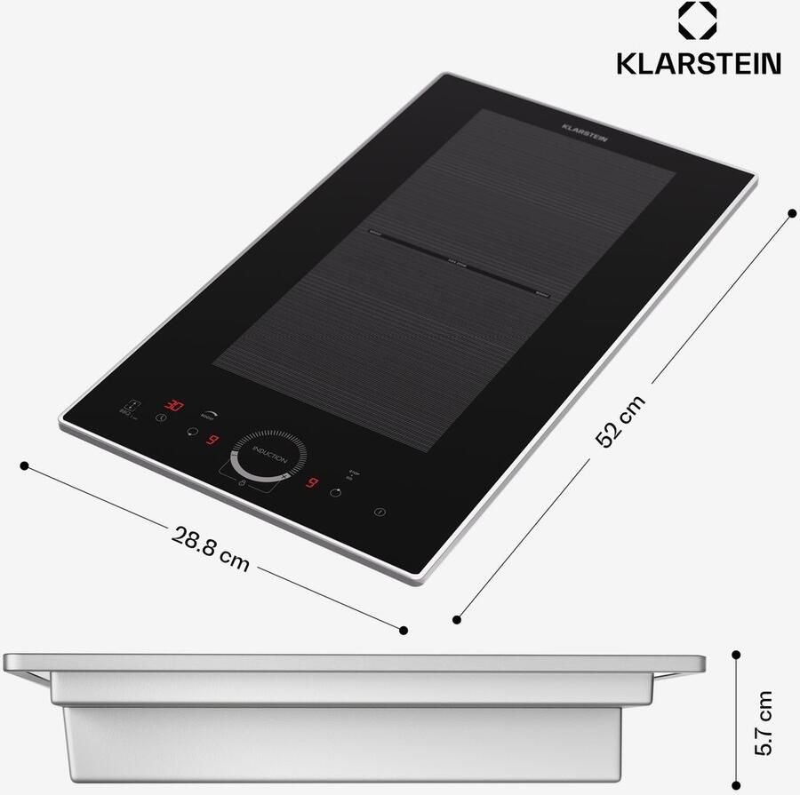 Klarstein Inductiekookplaat 2 Platen Inbouw Inductiekookplaat Met 2 Kookplaten 3500 Watt Inductiekookplaat Met Aanraakscherm & Timer Efficiënte Elektrische Inductiekookplaat Zwart - Foto 3