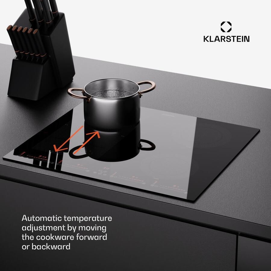 Klarstein Induktionskochfeld 4 Platten Glaskeramik Induktionskochfeld met 4 Kochfelder 7200W Induktionskochfeld 60cm Herd met Touch Control & Überhitzungsschutz Effizientes Glaskeramikkochfeld – geschikt voor thuisfitness en sportschoolgebruik d