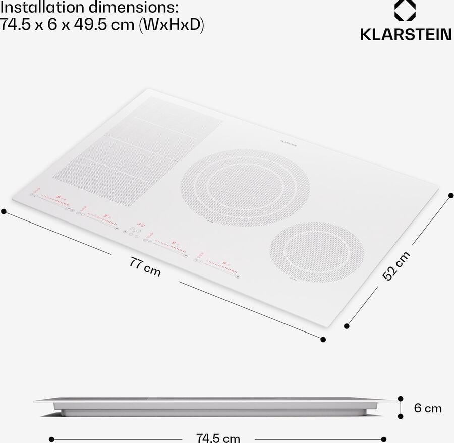 Klarstein Induktionskochfeld 4 Platten Glaskeramik Induktionskochfeld met 4 Kochfelder 7200 W Induktionskochfeld Herd met Touch Control & Überhitzungsschutz Effizientes Glaskeramikkochfeld – geschikt voor thuisfitness en sportschoolgebruik duurz - Foto 2
