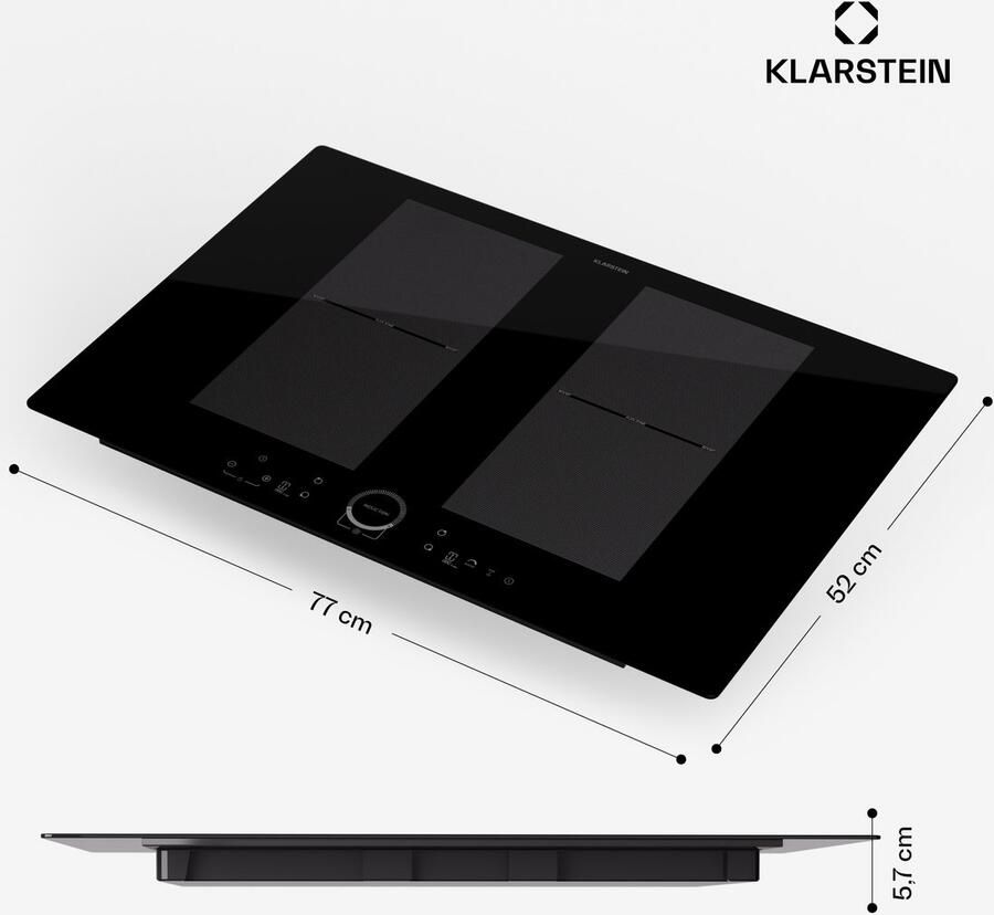 Klarstein inductiekookplaat 4 velden inbouw inductiekookplaat met 4 kookvelden 7000 watt inductie kookplaat inductie kookplaat met touch bediening & timer efficiënt elektrisch inductiefornuis 52 cm voor Keuken Flexzone Kinderslot - Foto 7
